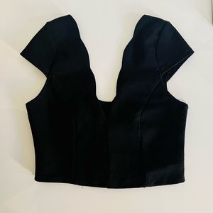 Black scalloped crop top